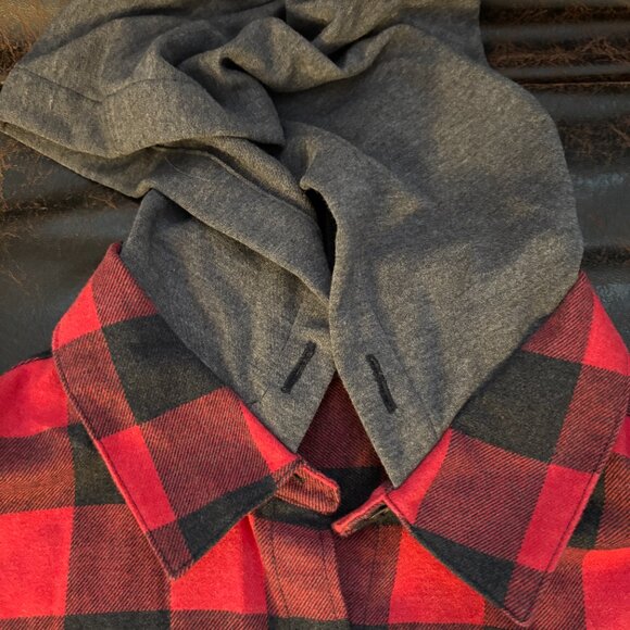 Under Armour plaid flannel shacket with grey cotton knit hood - Picture 8 of 13